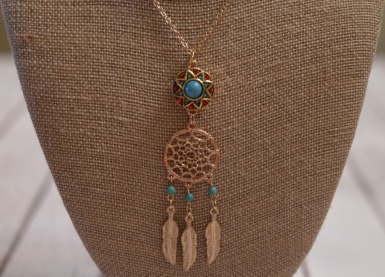 Dream Catcher Necklace Gold