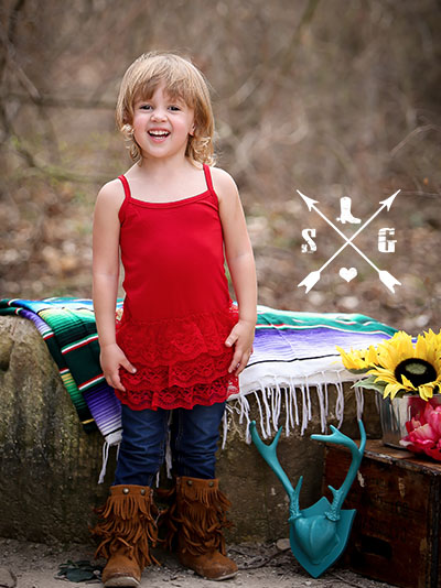 Kids Cami Ruffle Lace Extender Red