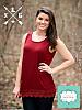 Sleeveless Lace Solid Tank Maroon