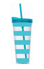 Tumbler Straw Turquoise Stripe