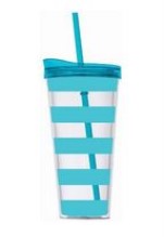 Tumbler Straw Turquoise Stripe